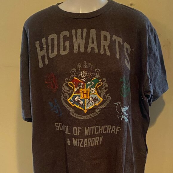 Harry Potter "Hogwarts" XL short sleeve T Shirt Dark Gray Color - Picture 1 of 4